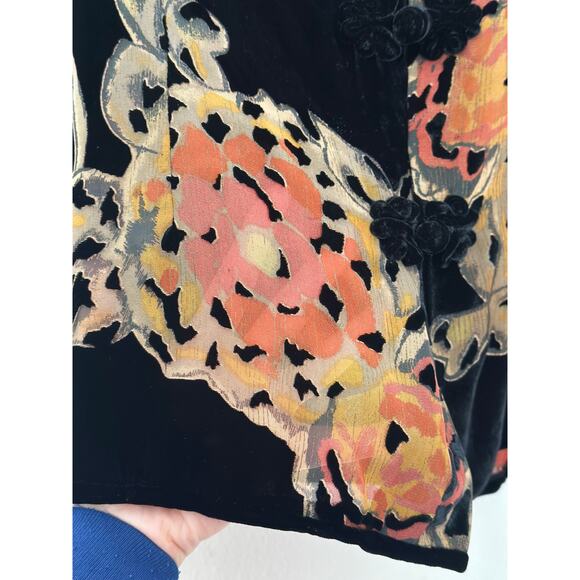 Vintage Anis.A Top Womens Small Velvet Burnout Silk Art To Wear USA Whimsigoth - Picture 5 of 6